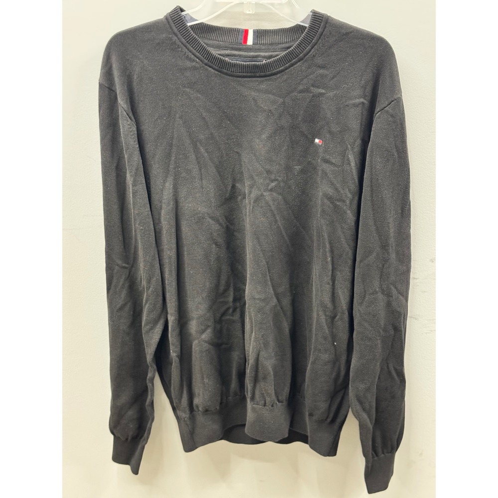 Tommy Hilfiger Essential Crewneck Sweater Mens XL Black Cotton Core Preppy NWT
